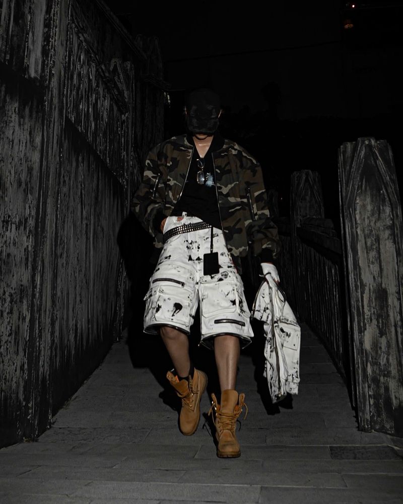WASH-DENIM CARGO PANTS MULTI POCKET (White)
