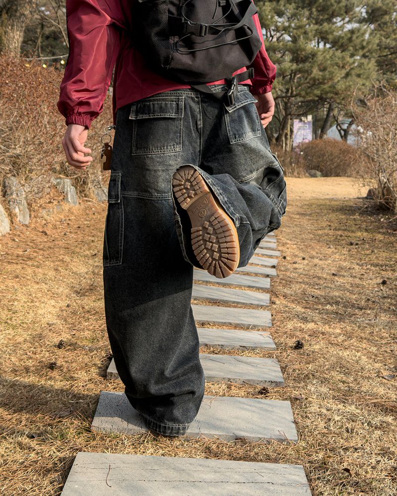 Bare Washed Wide Cargo Denim