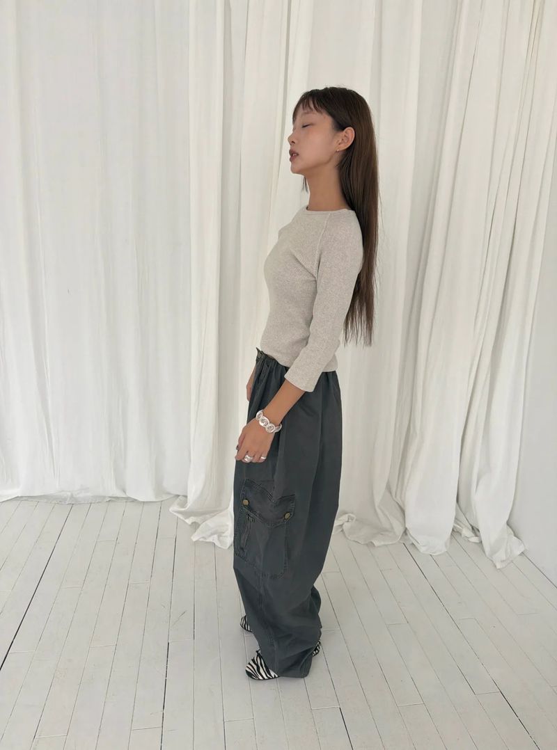 Waflle 3/4 sleeve T(5c)