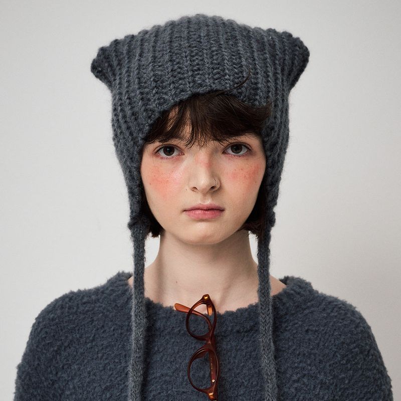 FUN FROM FUN(ファンフロムファン)の「MOHAIR EARMUFF BEANIE, CHARCOAL(Hats)」