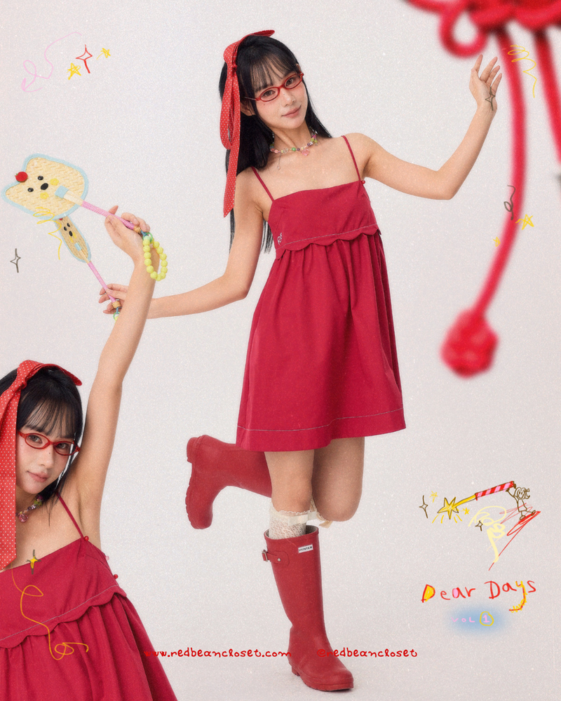 RedBean（レッドビーン）の「Dear Days Puffy Mini Dress (Red)（Dresses）」