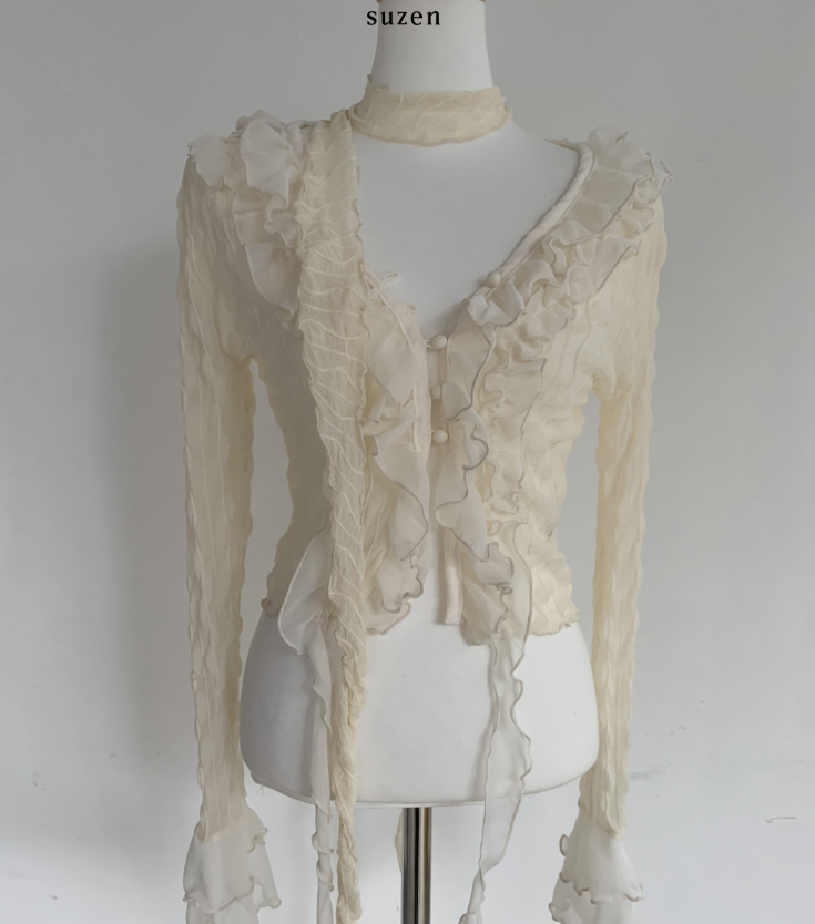 Mayou Shirring Scarf Blouse (ivory)