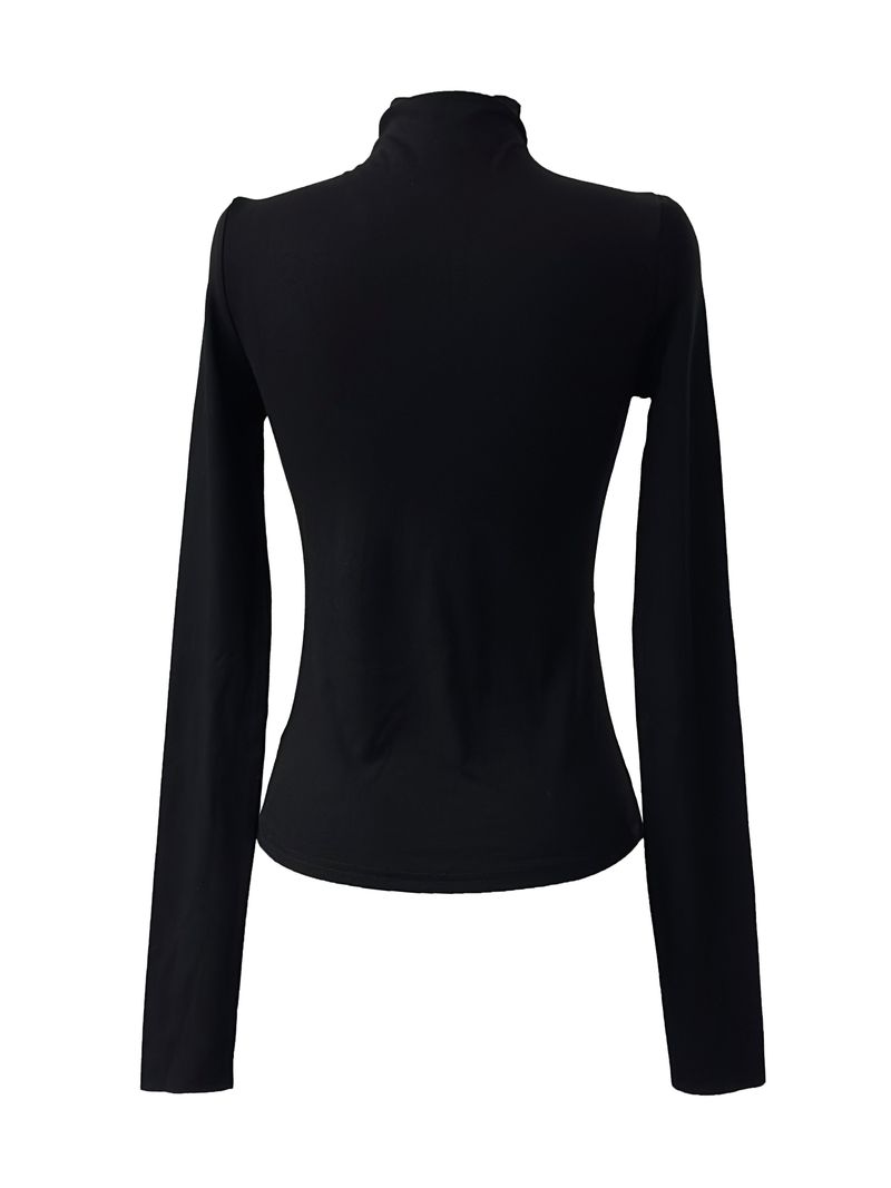 diagonal cut-out half neck T