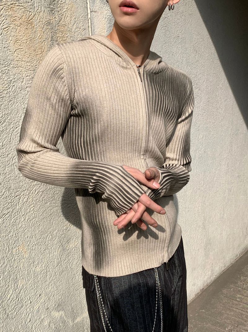 Kennen Spray Hooded Knit Zip-Up 2C