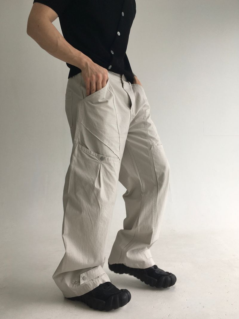 curved dyeing strap wide pants(2colors)