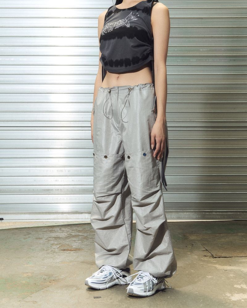 glossy snap jogger pt - grey