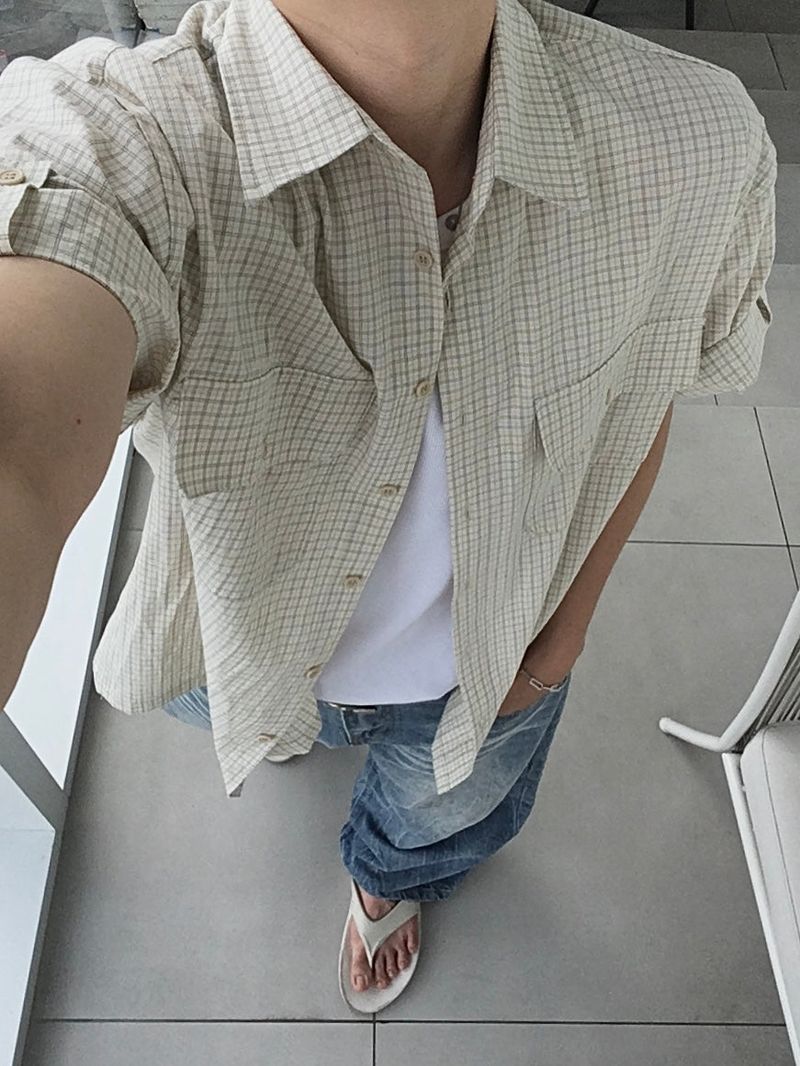 Fallon Checkered Roll-Up Short-Sleeved Shirt 3C
