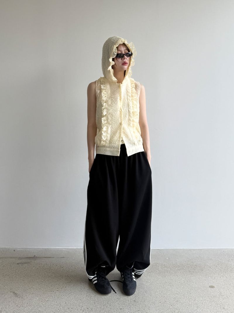 pintuck track pants