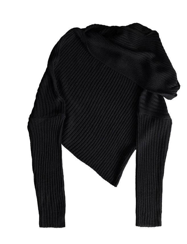 One-off diagonal hooded knit
