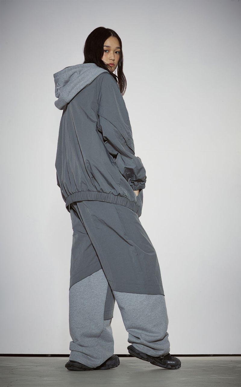 PIPPING MIX ANORAK HOODIE_GRAY