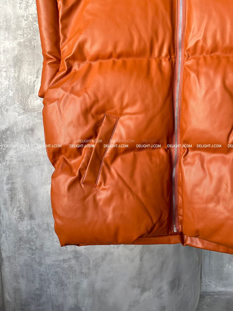 Oversized fit leather padded vest