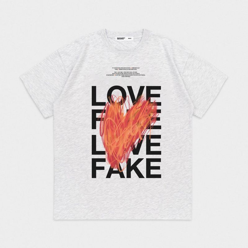 LOVE X FAKE GRAPHIC T-SHIRTS (BLACK)