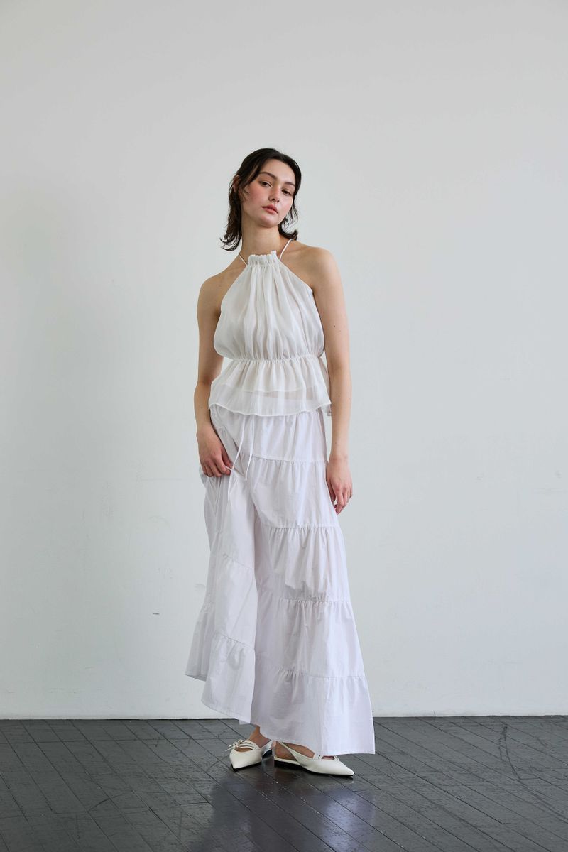 PEARL HALTERNECK TOP / WHITE