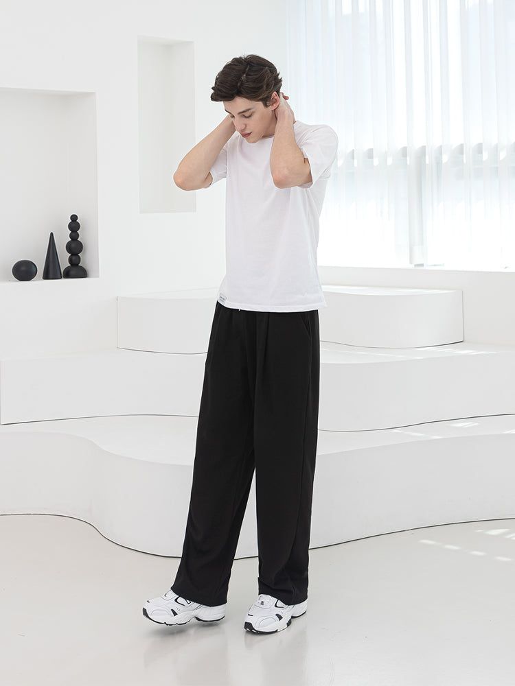 P004 BANDING ONE TUCK SWEAT PANTS_BLACK