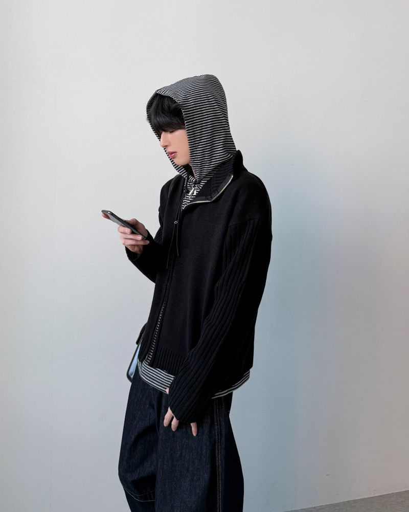 Deegan Slash Knit Zip-Up
