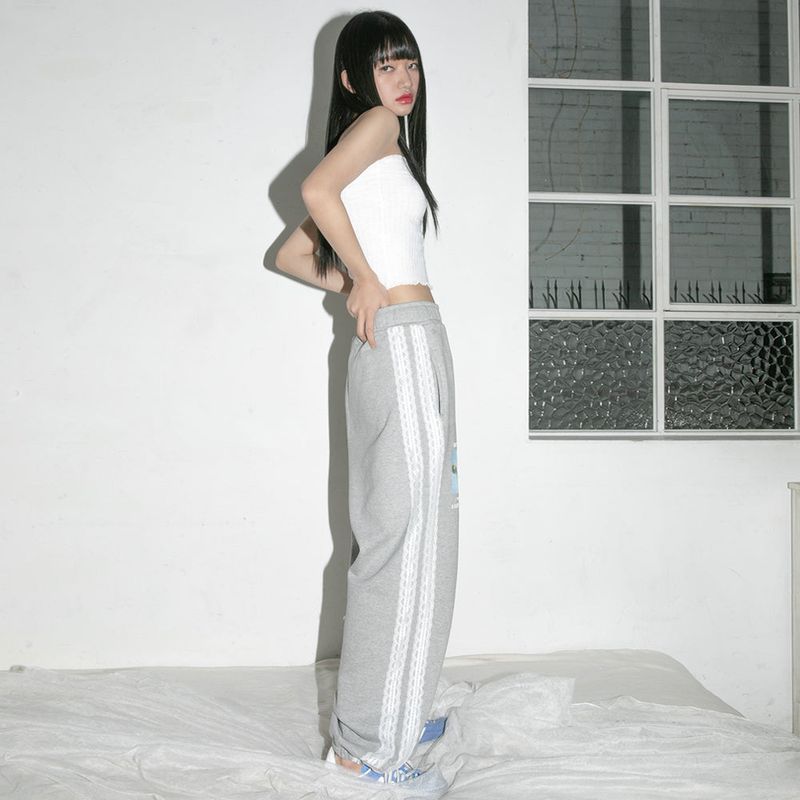  Lace Cat Jogger Pants - GREY
