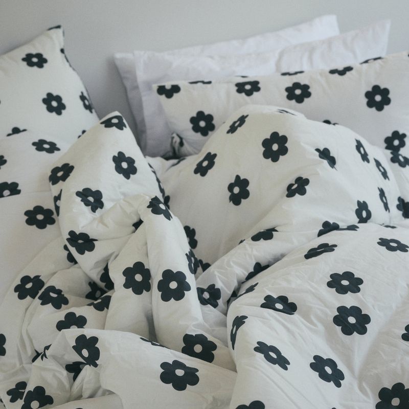Black Flower Duvet Cover - K size