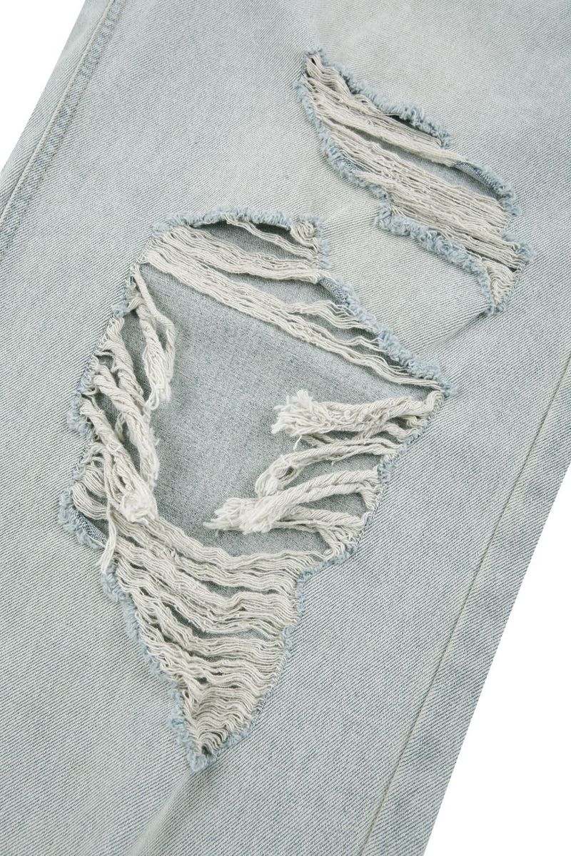 Vintage damaged wide light denim pants