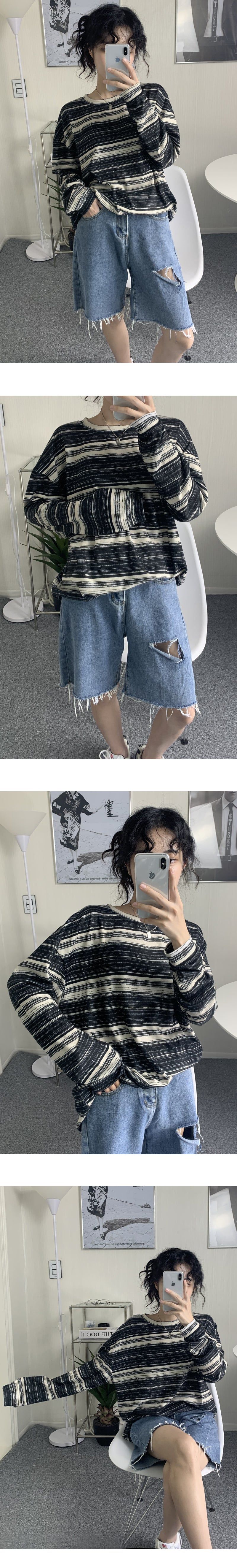 Striped Pattern Loose Fit T
