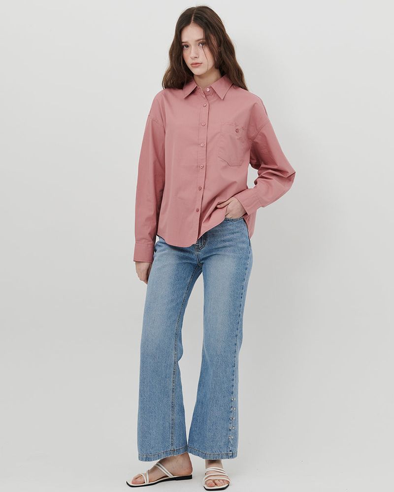 STUDS FLARED JEANS [BLUE]