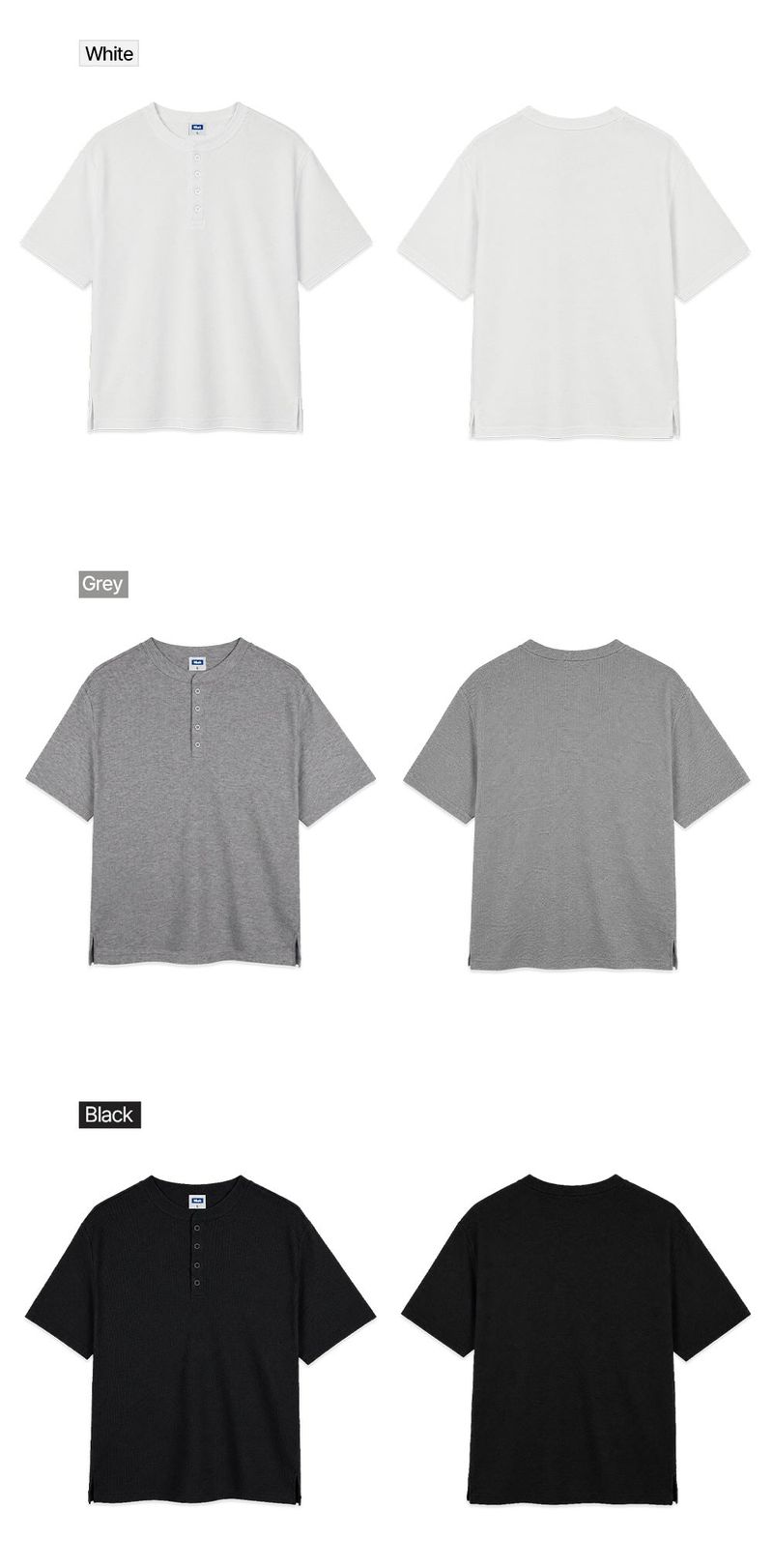 standard waffle henley neck short-sleeve t-shirt (3color)