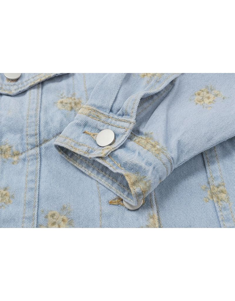 Canola Bloom Flower Denim Jacket Light Blue