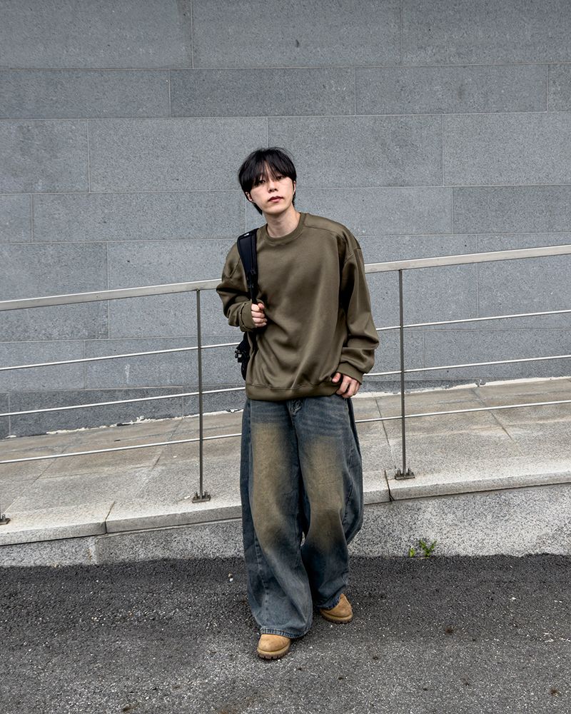 Mech side tuck wide denim pants