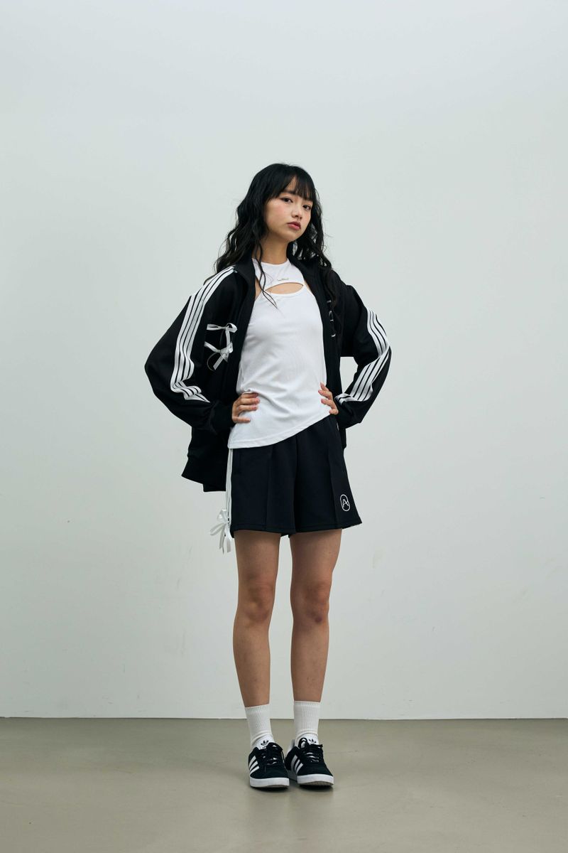 RIBBON JERSEY TRACK SHORTS PANTS / NAVY