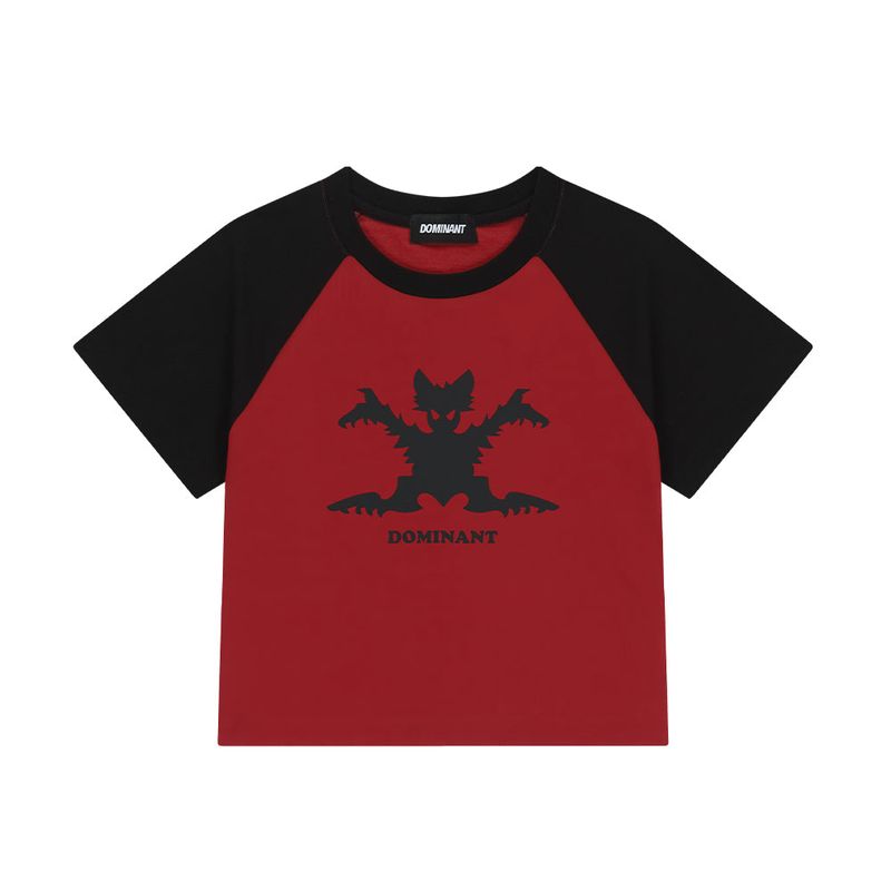 バットラグランクロップTシャツ_レッド