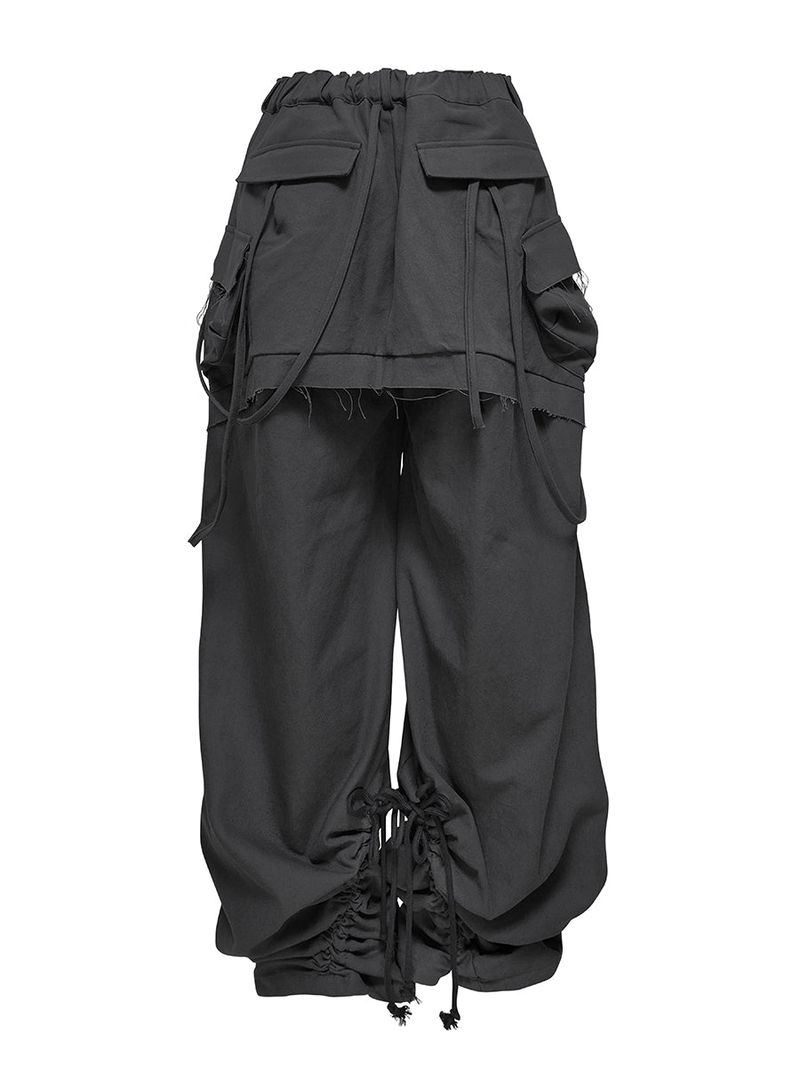  CUT OUT STRING CAGO PANTS . BLACK