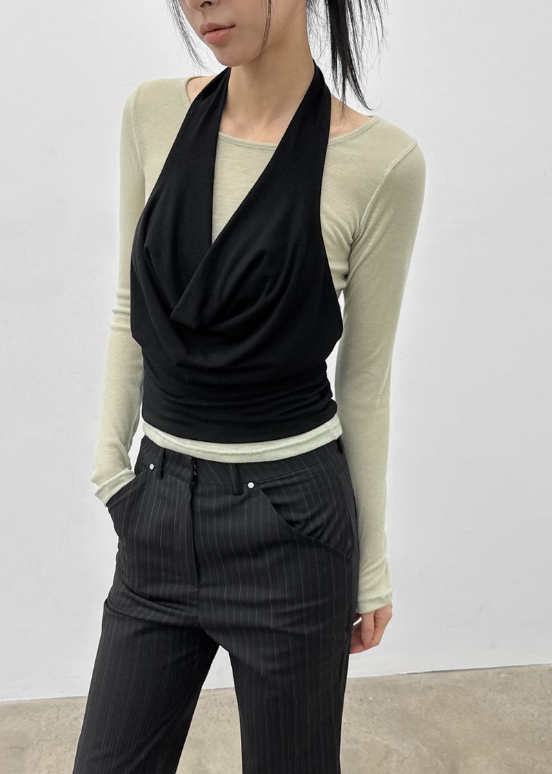 [MADE] Kusha Cowl-Neck Halter Sleeveless Top