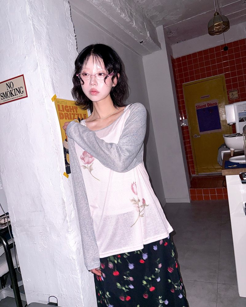 (2color) Soft Tulip Raglan Sheer Long Sleeve Tee