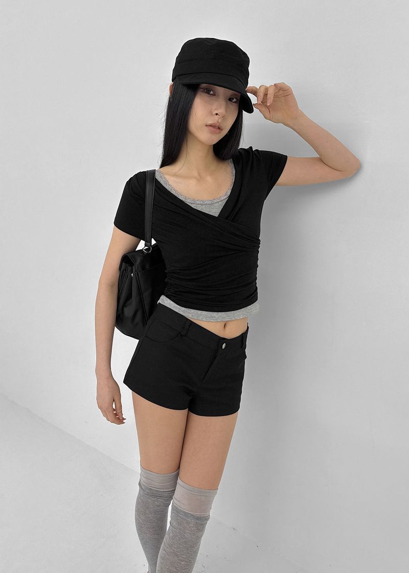 [MADE] Cujes Wrap Cap Sleeve Short Sleeve Top (Set Available)