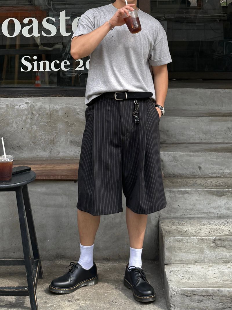 Laurent keyring stripe bermuda pants