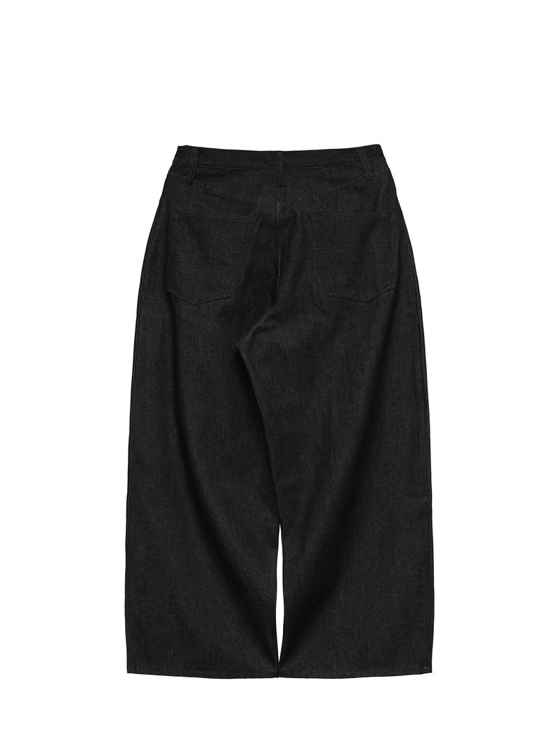6CRAYON 11.3oz ブラックノンフェイドワイドレッグバギーデニムパンツ