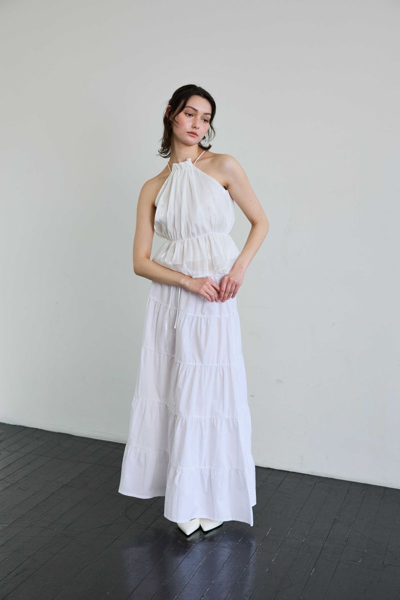 PEARL HALTERNECK TOP / WHITE