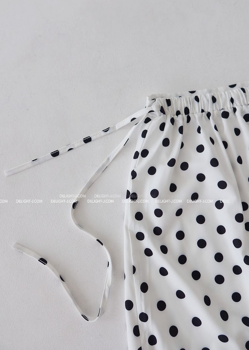 Dot Polka Dot Back Banding Midi Skirt