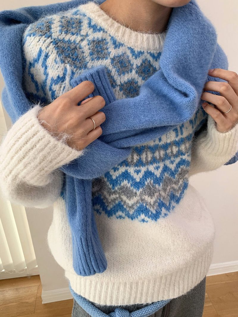 Irish Round Loose Fit Long Sleeve Knitwear