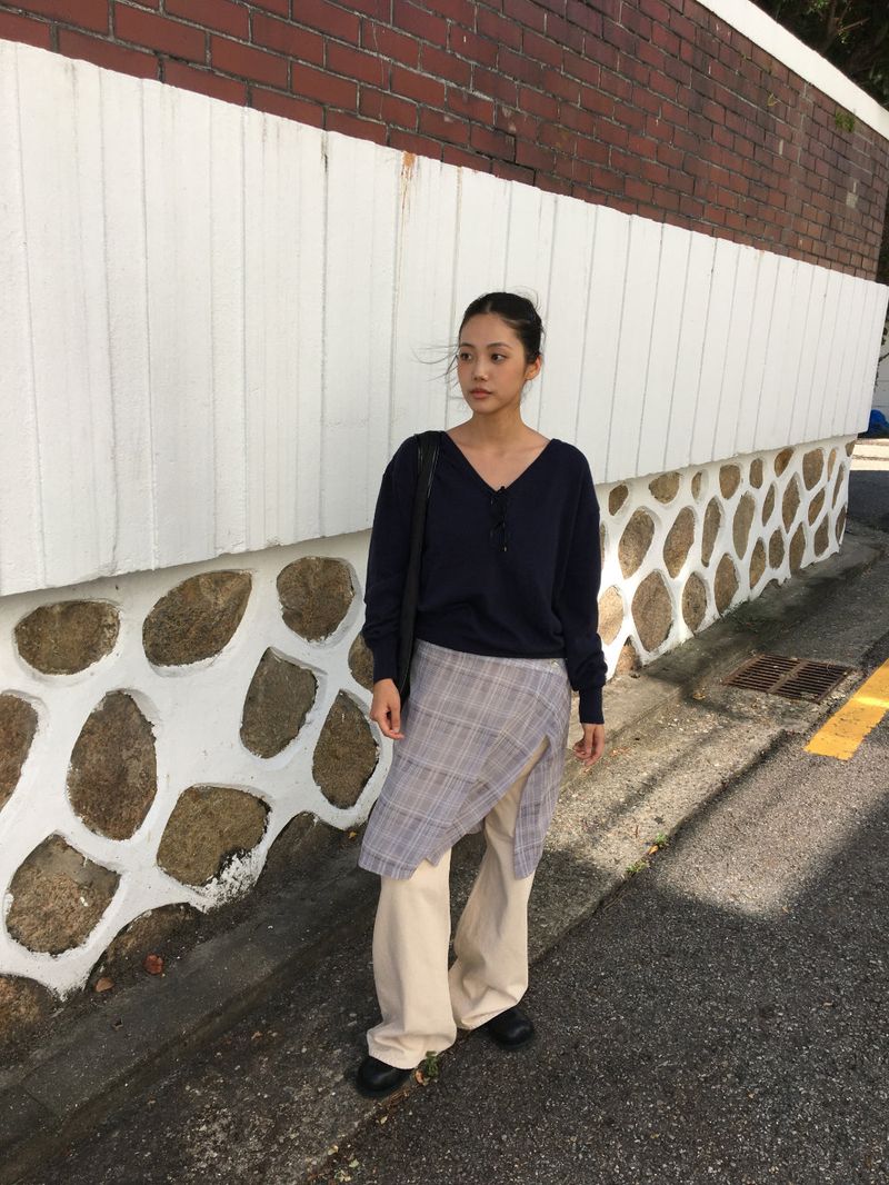 Roman check layered skirt (2color)
