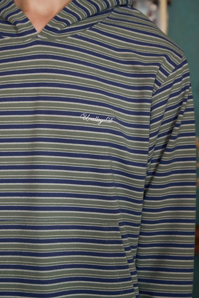 STRIPE LOGO HOODIE / GREEN