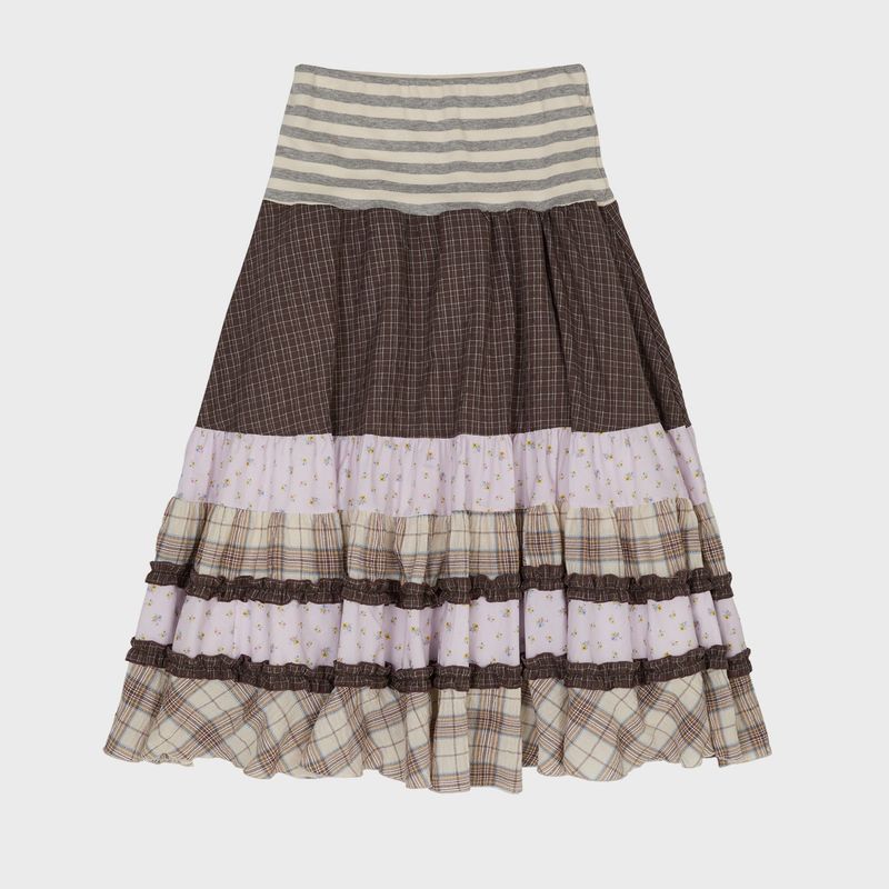 Mix Pattern Midi Skirt