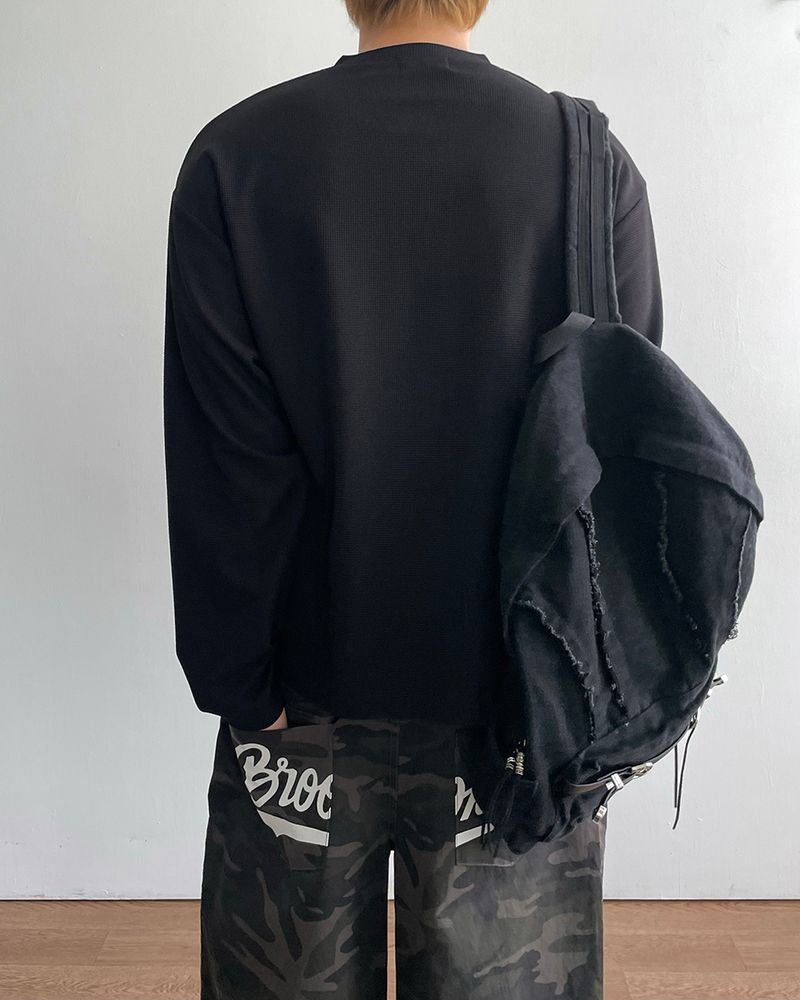 Kingdom Henley Neck Waffle Long Sleeve