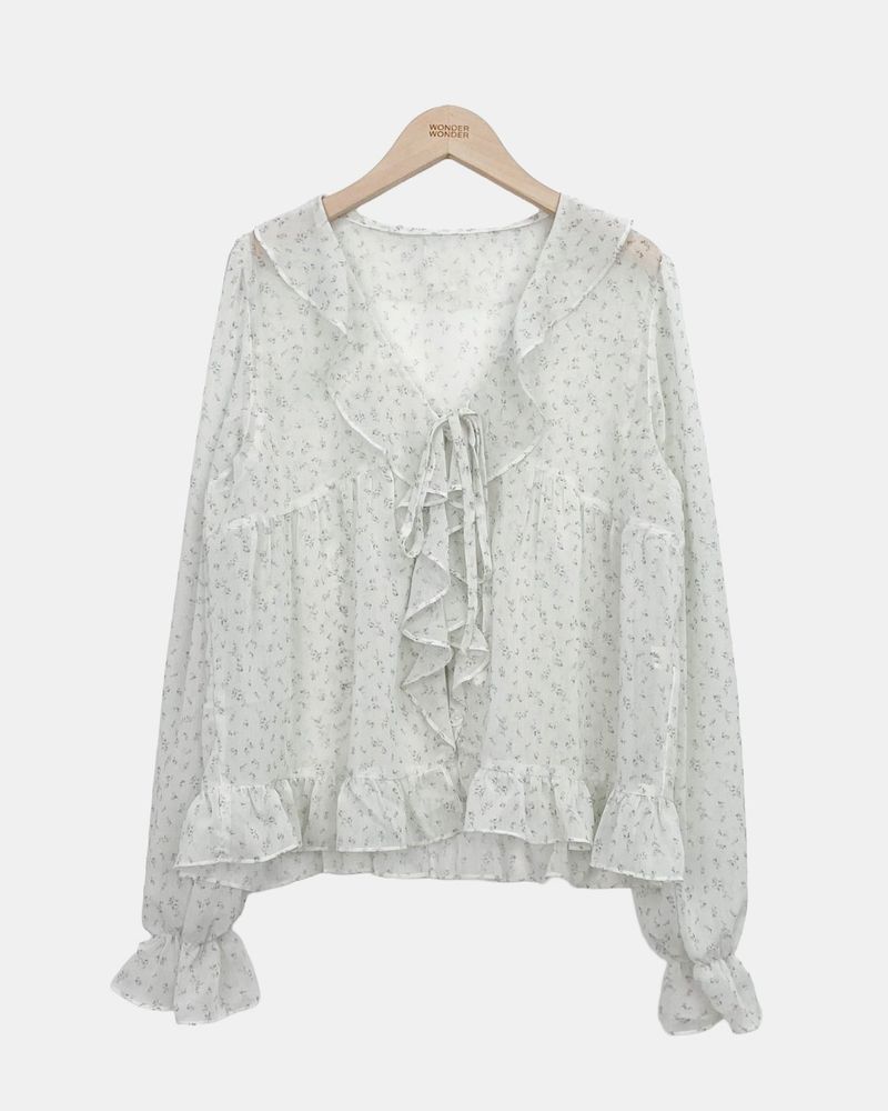 Mauve Frill Sheer Blouse