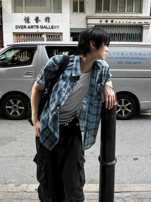 Thin Check Dark & Light Short-Sleeve Shirt