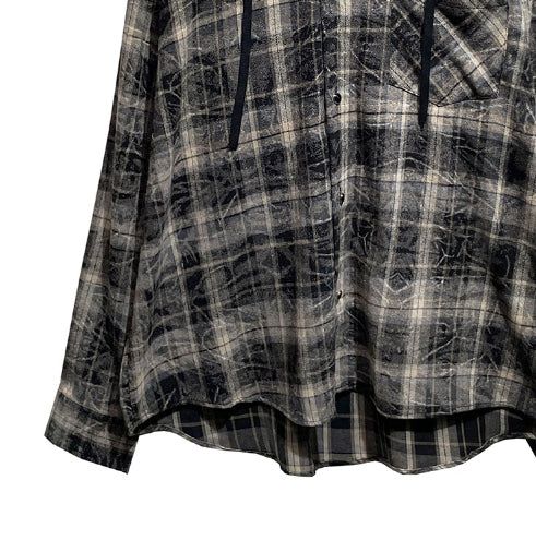 Allen crack check hood shirt