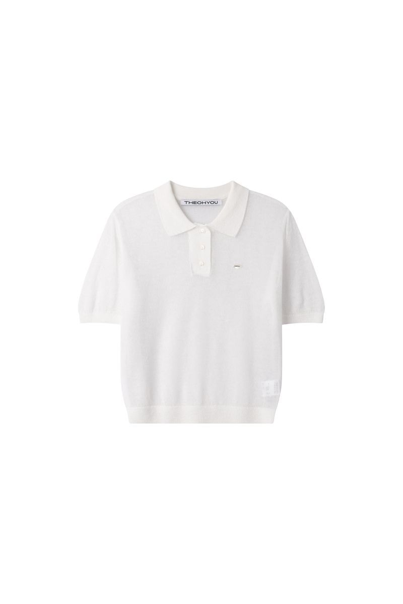 SEE-THROUGH COLLAR HALF KNIT (WHITE)