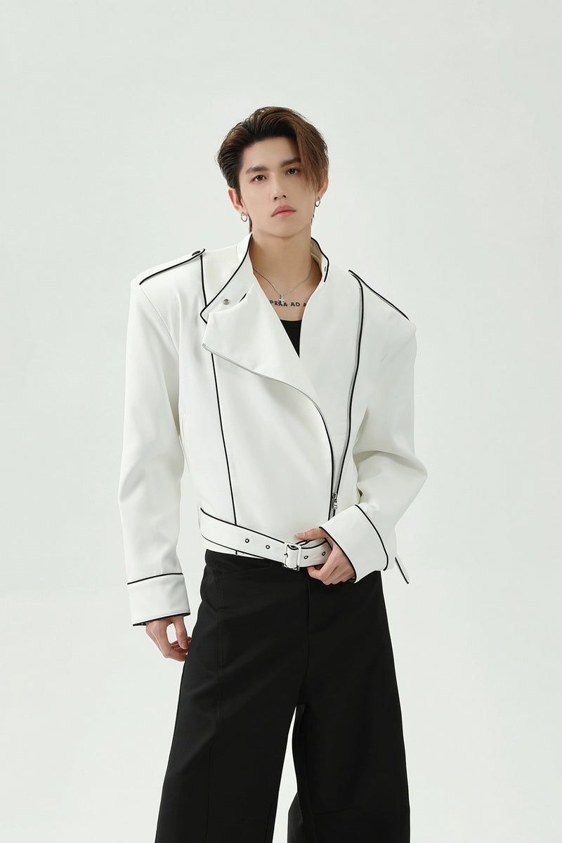 TURNTIDE（ ターンタイド）の「Zipper Deconstructed Belted Asymmetrical Jacket（Jackets/Outerwear）」