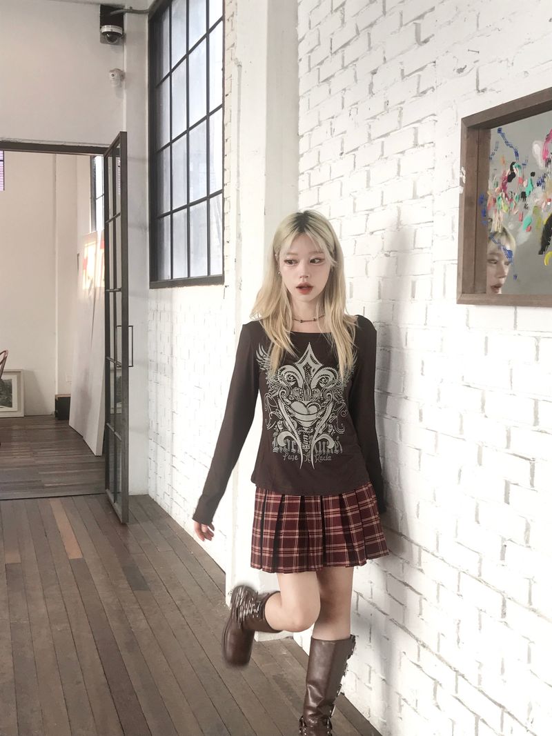 Y2K Cubic Heart Wing Printed T-Shirt