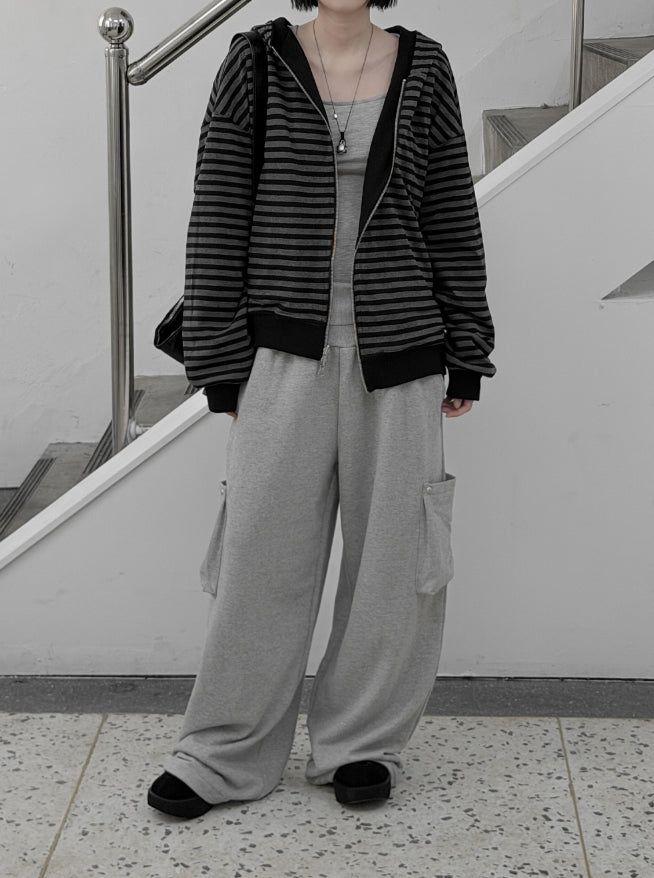 Robe Reversible Striped Hooded Zip-Up