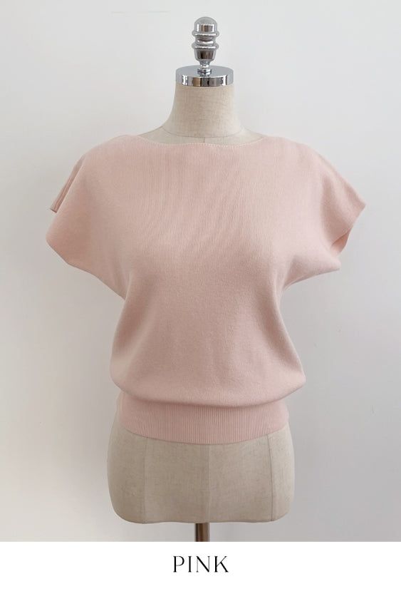 Shuez Soft Boat Neck Cap Sleeve Knit